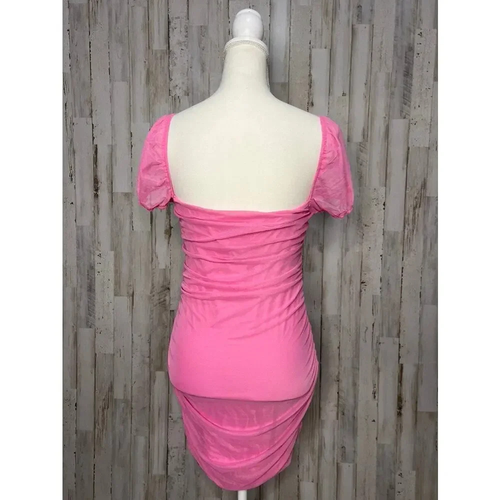 NWT Princess Polly Women's‎ Size 8 Pink Charvi Ruched Mini Dress Party Dress - Picture 7 of 9
